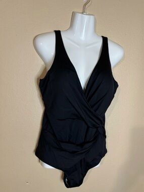 City Chic Black Surplice One-Piece Swimsuit